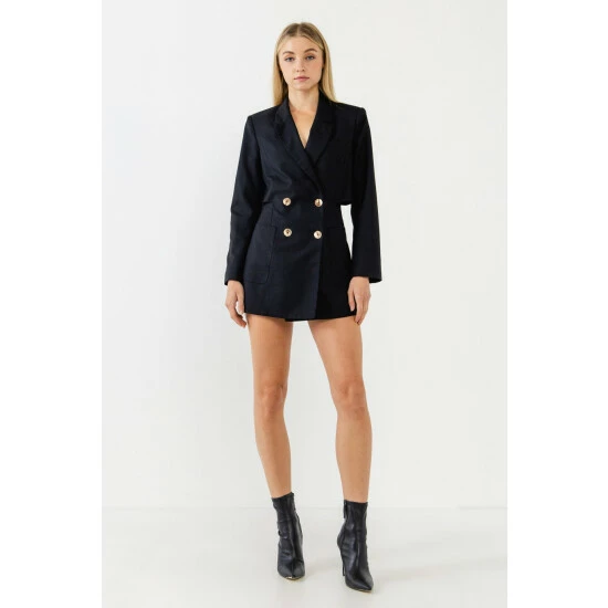 Endless Rose Open Back Blazer Romper Jumpsuits & Rompers Black 4 Endless Rose Open Back Blazer Romper Jumpsuits & Rompers Black - Image 4