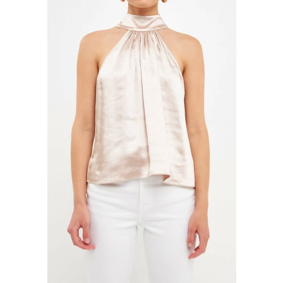 Endless Rose Satin Top Tops Black - Image 9