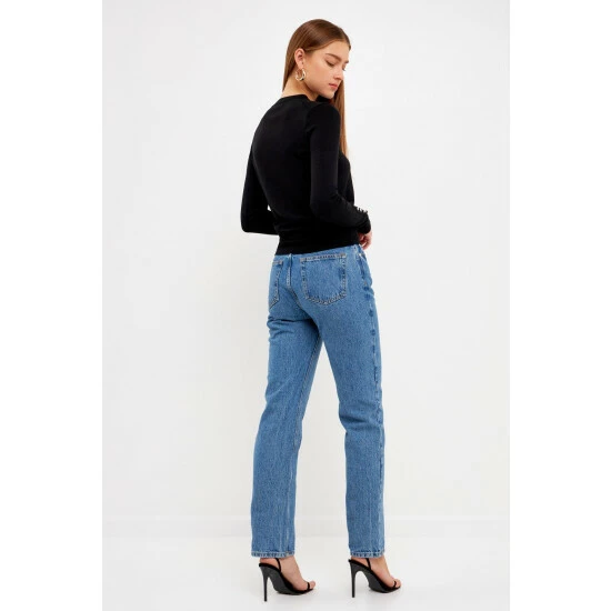 Endless Rose Plush Knit Sweater Top With Sleeve Buttons Sweatshirts & Sweaters Grey - Image 4