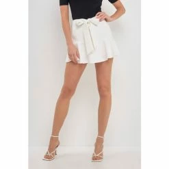 Endless Rose Flounce Mini Skort With Waist Tie Bottoms White