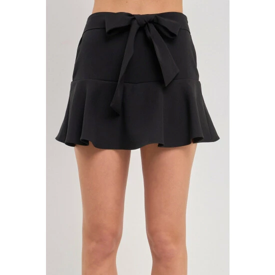 Endless Rose Flounce Mini Skort With Waist Tie Bottoms White - Image 5