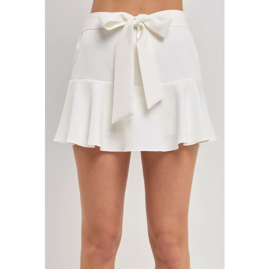 Endless Rose Flounce Mini Skort With Waist Tie Bottoms White - Image 9
