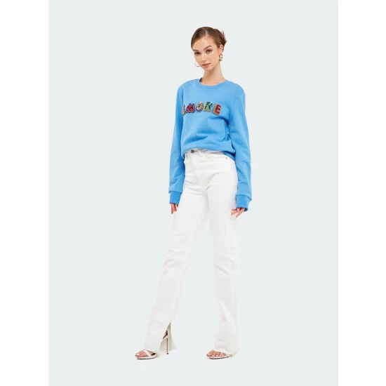 Endless Rose Lettering Multi Beads Sweatshirt Sweatshirts & Sweaters Blue - Image 3