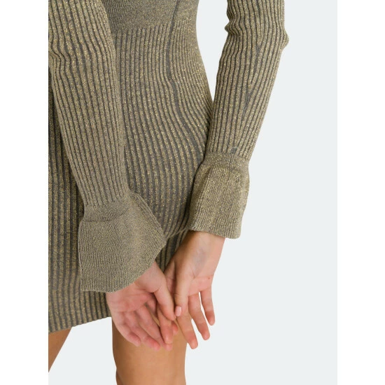 Endless Rose Off-The-Shoulder Knit Dress Dresses Heather Grey/gold - Image 5