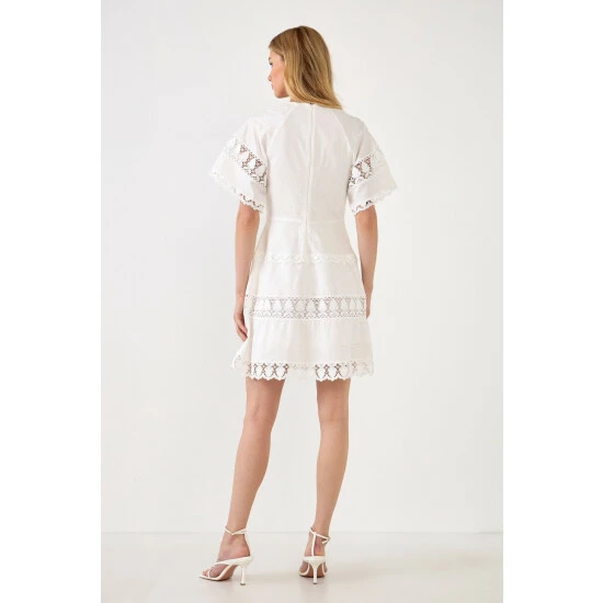 Endless Rose Lace Trim Mini Dress With Front Bow Dresses White - Image 5