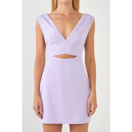 Endless Rose V-neckline Cut-out Detail Mini Dress Dresses White - Image 9