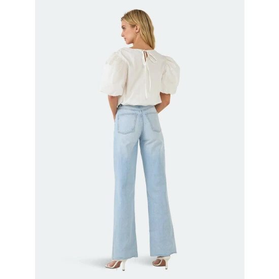 Endless Rose Blouson Sleeve Corset Waist Top Tops White - Image 4