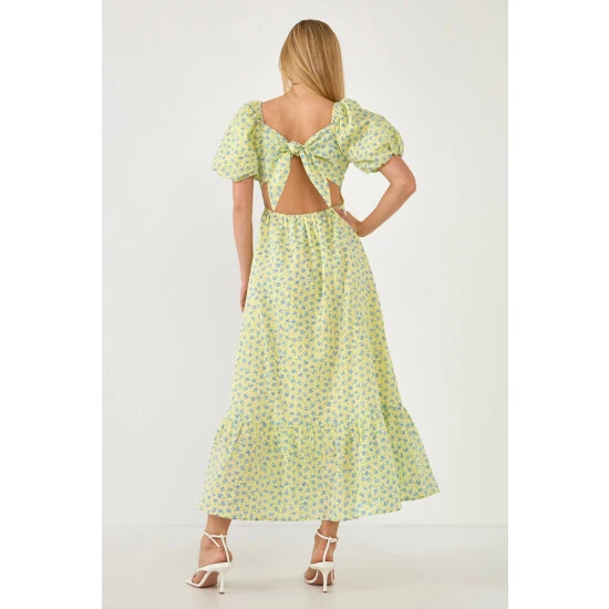 Endless Rose Floral Back Tied Maxi Dress Dresses Yellow Multi - Image 2