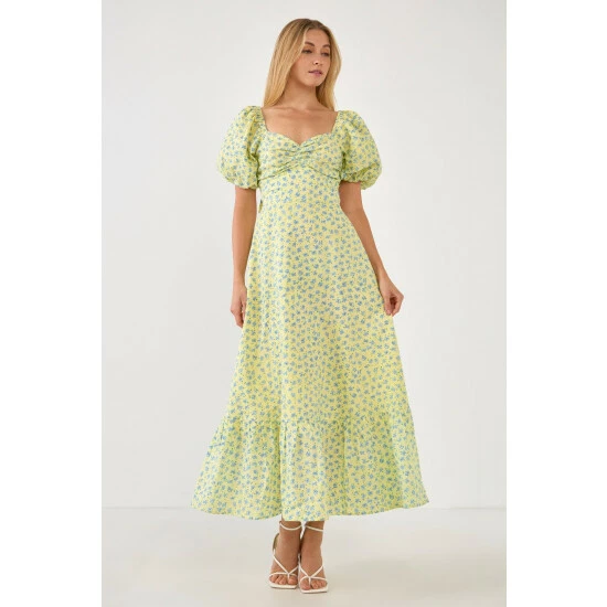 Endless Rose Floral Back Tied Maxi Dress Dresses Yellow Multi - Image 3