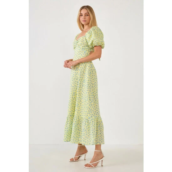 Endless Rose Floral Back Tied Maxi Dress Dresses Yellow Multi - Image 5