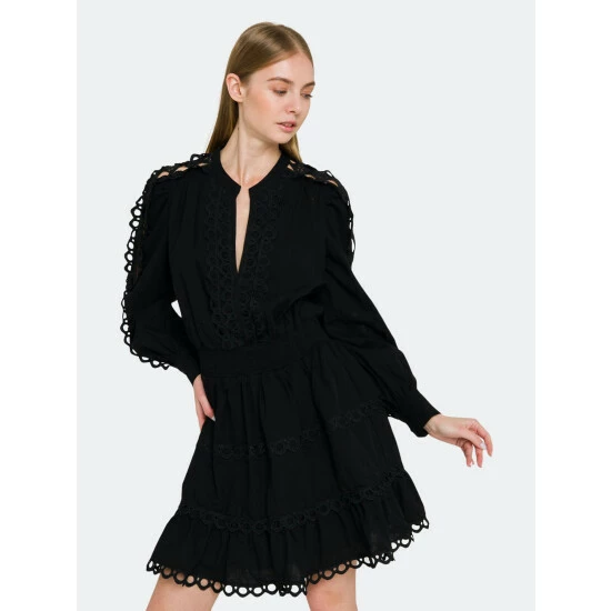 Endless Rose Lace Trim Detail Dress Dresses Black - Image 2