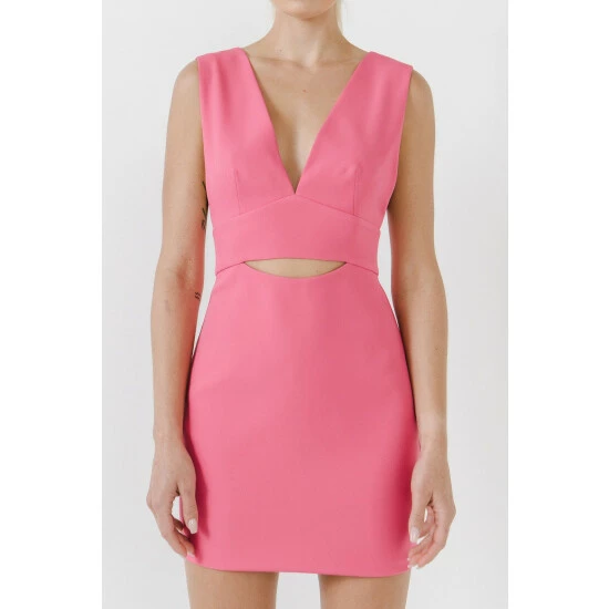 Endless Rose V-neckline Cut-out Detail Mini Dress Dresses Black - Image 9