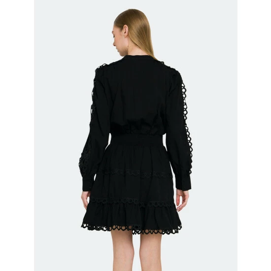 Endless Rose Lace Trim Detail Dress Dresses Black - Image 3