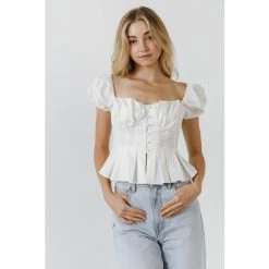 Endless Rose Corset Top With Pleats Tops White