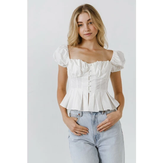 Endless Rose Corset Top With Pleats Tops White