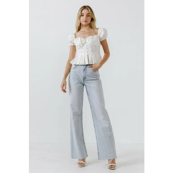 Endless Rose Corset Top With Pleats Tops White - Image 2