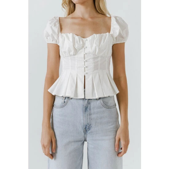 Endless Rose Corset Top With Pleats Tops White - Image 5