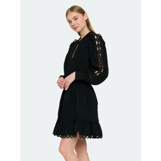 Endless Rose Lace Trim Detail Dress Dresses Black - Image 4