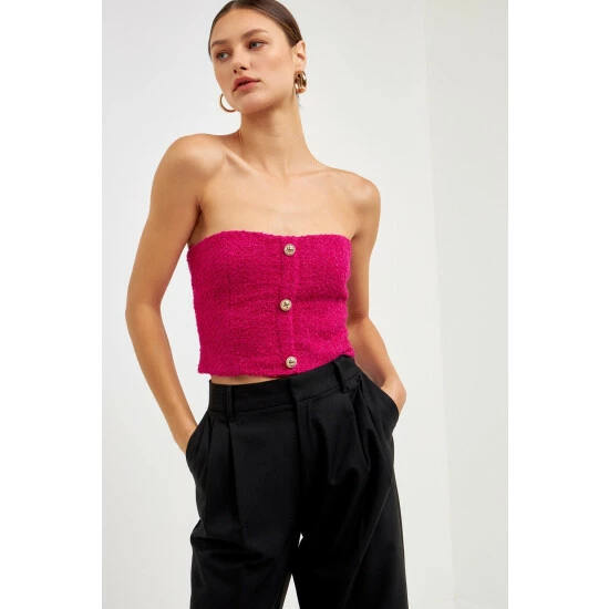 Endless Rose Boucle Crop Top Tops Berry