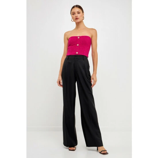 Endless Rose Boucle Crop Top Tops Berry - Image 2