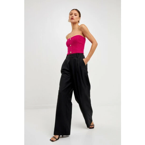 Endless Rose Boucle Crop Top Tops Berry - Image 3