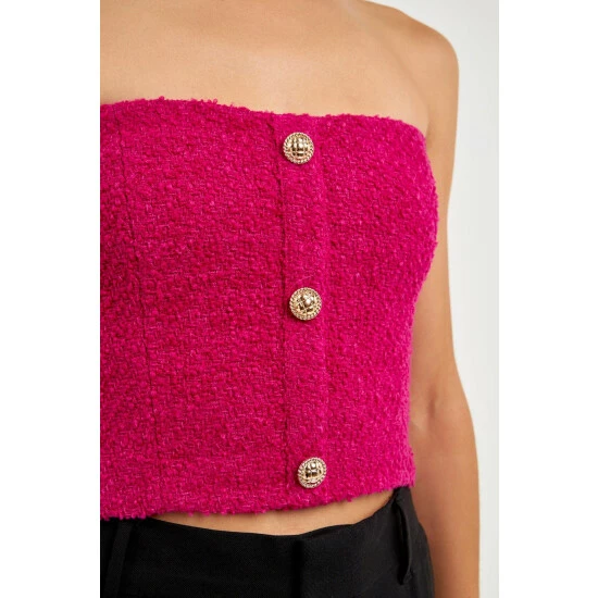 Endless Rose Boucle Crop Top Tops Berry - Image 5