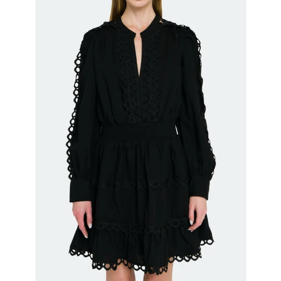 Endless Rose Lace Trim Detail Dress Dresses Black - Image 5
