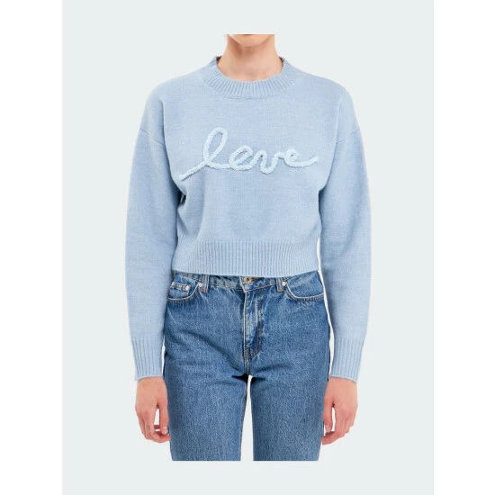 Endless Rose Love Chenille Embroidered Plush Sweater Sweatshirts & Sweaters Light Pink - Image 9