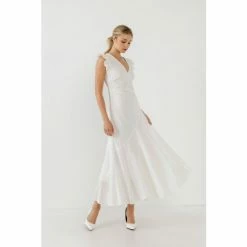 Endless Rose Asymmetrical Ruffle Maxi Dress Dresses White