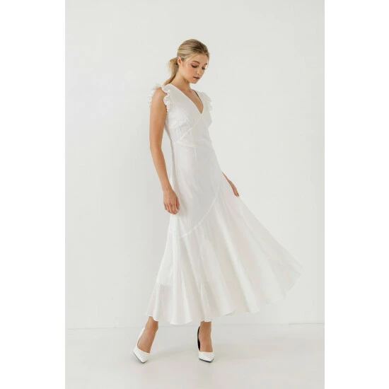 Endless Rose Asymmetrical Ruffle Maxi Dress Dresses White