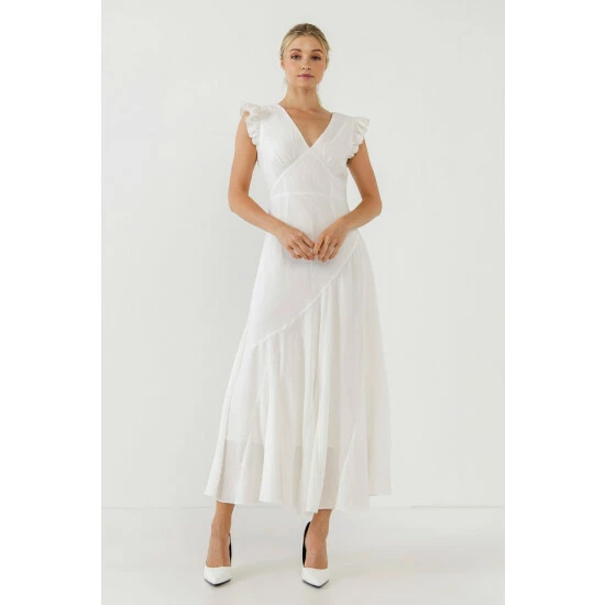 Endless Rose Asymmetrical Ruffle Maxi Dress Dresses White - Image 2
