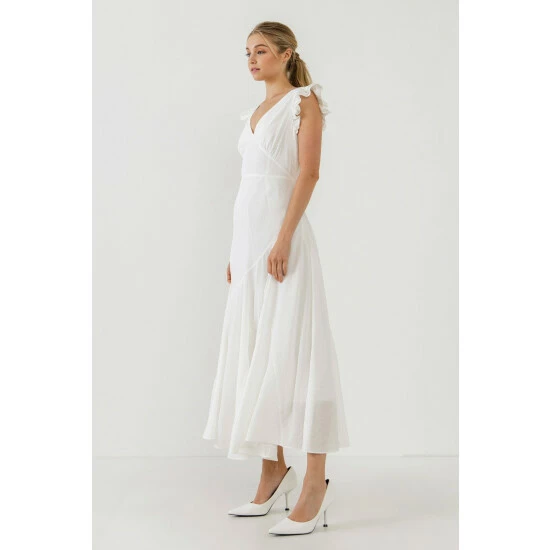 Endless Rose Asymmetrical Ruffle Maxi Dress Dresses White - Image 3