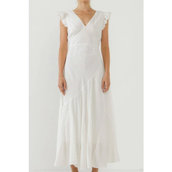 Endless Rose Asymmetrical Ruffle Maxi Dress Dresses White - Image 5