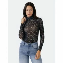 Endless Rose Floral Print Mesh Top Tops Navy Multi