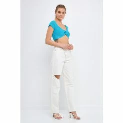 Endless Rose Knit Top With Bow Detail Tops Ecru -Endless Rose Shop unnamed file 606