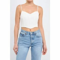 Endless Rose Adjustable Bustier Crop Top Tops Army Green