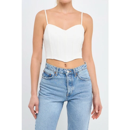 Endless Rose Adjustable Bustier Crop Top Tops Army Green