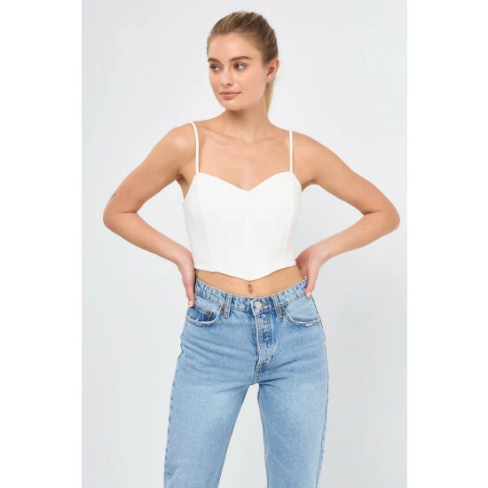 Endless Rose Adjustable Bustier Crop Top Tops Army Green - Image 2