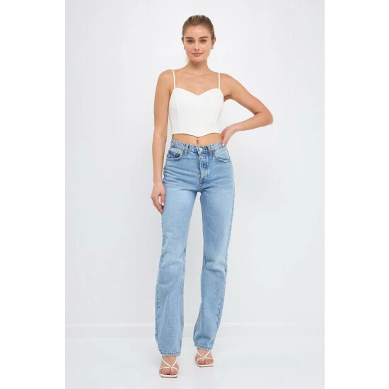 Endless Rose Adjustable Bustier Crop Top Tops Army Green - Image 3