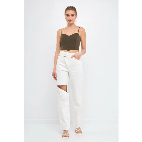 Endless Rose Adjustable Bustier Crop Top Tops Army Green - Image 7