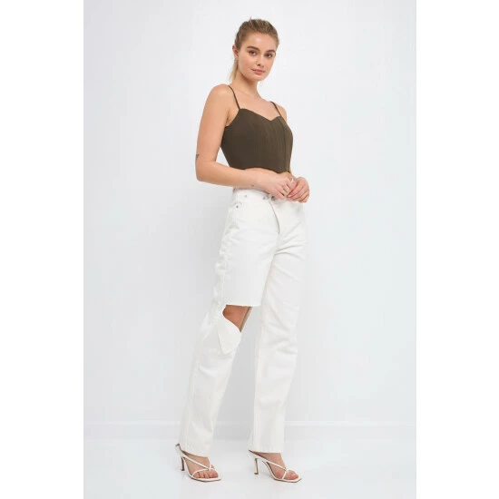 Endless Rose Adjustable Bustier Crop Top Tops Army Green - Image 8