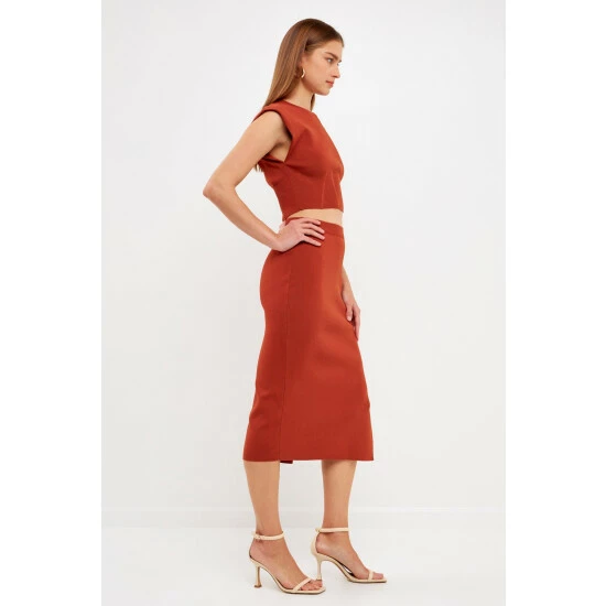 Endless Rose Cinched Waist Sleeveless Knit Top Tops Burgundy - Image 4