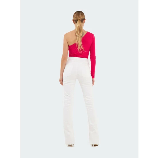 Endless Rose Shirred One Shoulder Bodysuit Tops Fuchsia - Image 3