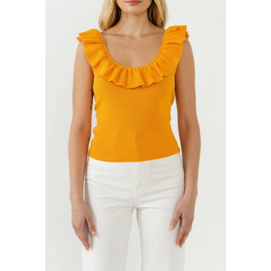 Endless Rose Ruffle Neck Knit Top Tops Baby Pink - Image 3