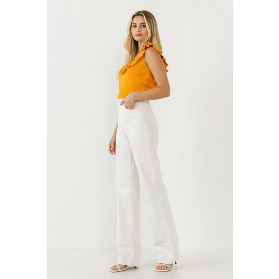 Endless Rose Ruffle Neck Knit Top Tops Baby Pink - Image 4