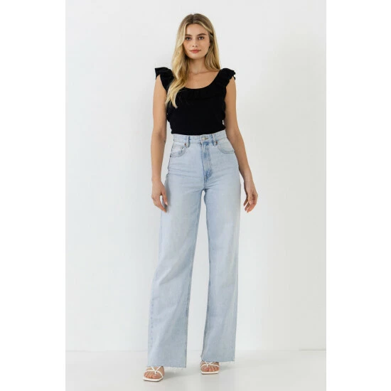 Endless Rose Ruffle Neck Knit Top Tops Baby Pink - Image 6