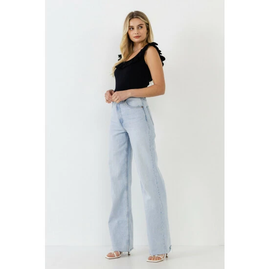 Endless Rose Ruffle Neck Knit Top Tops Baby Pink - Image 8