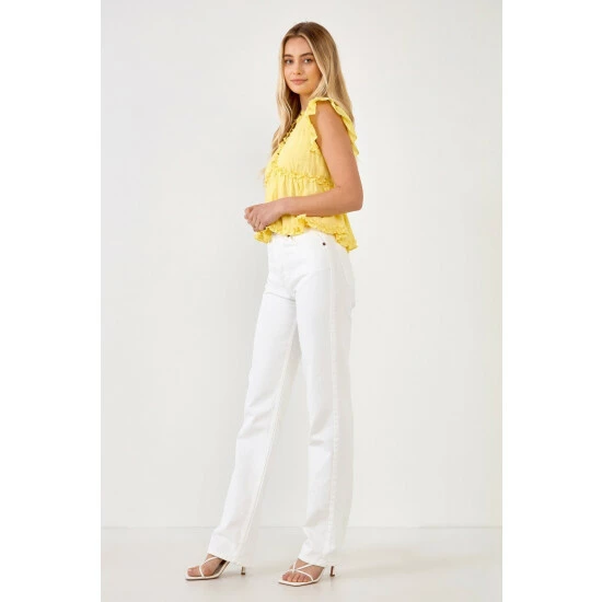 Endless Rose Ruffle Detail Top Tops Yellow - Image 3
