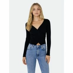 Endless Rose Wrapped Detail Sweater Sweatshirts & Sweaters Black