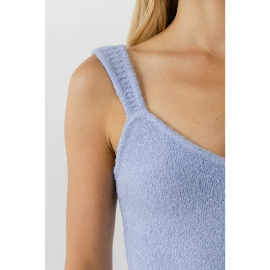 Endless Rose Square Neck Knit Mini Dress Dresses Blue - Image 5